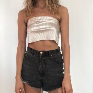 Metallic silver tube top